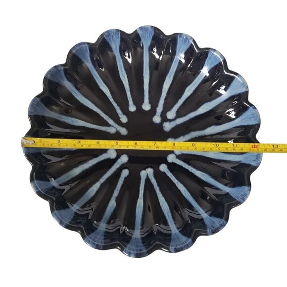 Vintage Huronia Canada Large Art Pottery Platter Black & Blue Drip Glaze - Picture 7 of 7